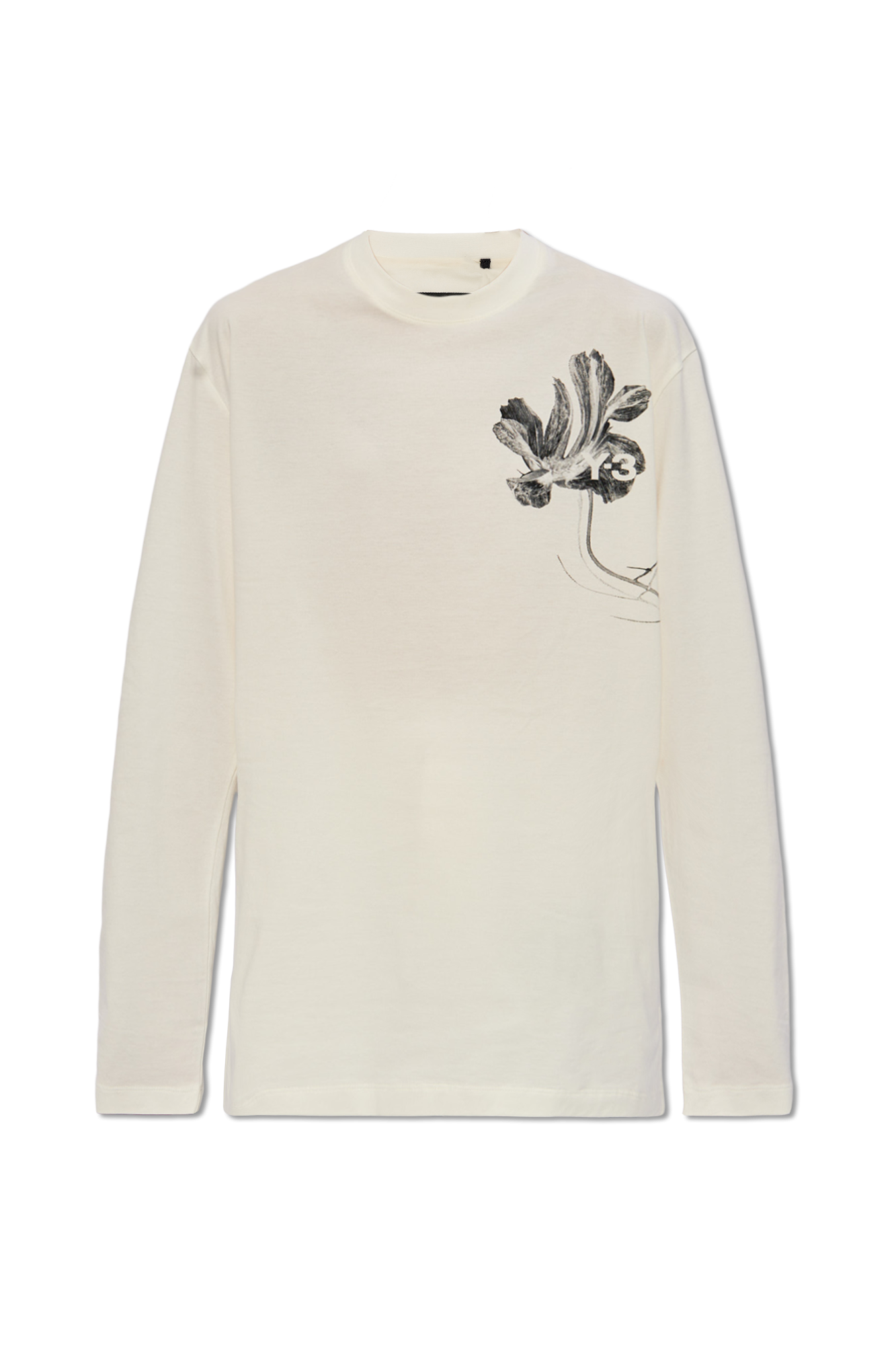 Cream T-shirt with floral motif Y-3 Yohji Yamamoto - Vitkac